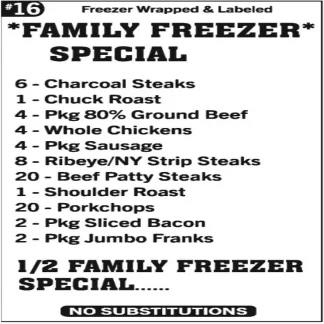 Freezer Special #16 - Family Freezer Special